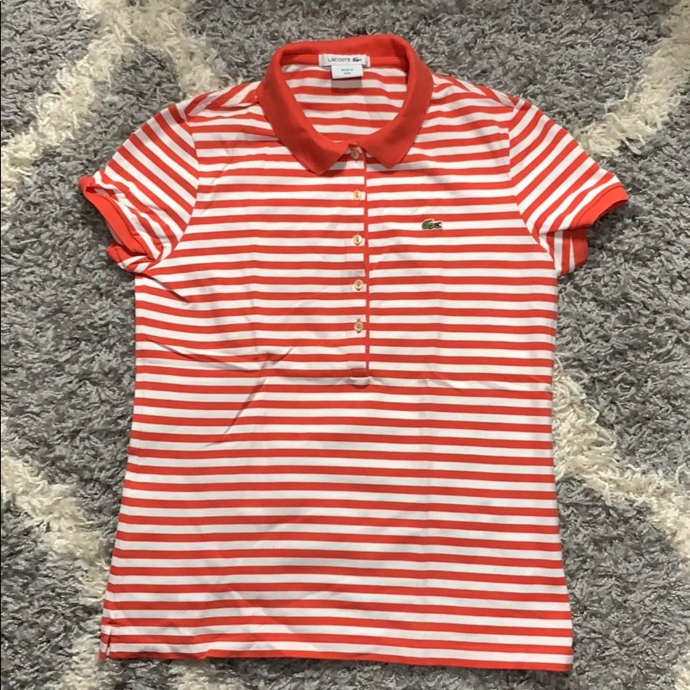 Lacoste Womens Polo Sz S/40 Preowned Pink/Orange